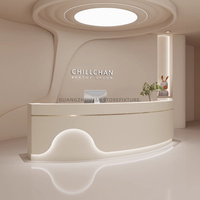 Bureau de réception de salon Tiroirs verrouillables Table de cabinet Clinique Salon Lumières blanches Bureau de réception Comptoir avant