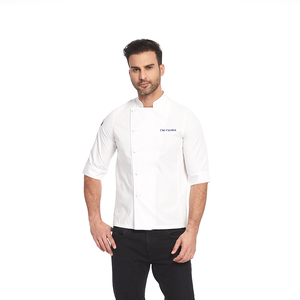 Uniforme de <span class=keywords><strong>Chef</strong></span> Design veste de Restaurant manteau de travail de <span class=keywords><strong>Chef</strong></span> vêtements de serveur vêtements de travail unisexe classique à manches courtes Logo personnalisé - Product Image 4