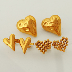 Heart-Shaped <b>Stud</b> <b>Earrings</b> Zinc Alloy Women's Fashion Jewelry Gift <b>Earrings</b> EH486 EH487 EH488 - Product Image 1