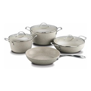 Juego de Ollas y Sartenes Modernas de Cerámica con Revestimiento de Mármol, Tapas de Vidrio y Silicona, Asas de Baquelita, Antiadherentes, de Aluminio Forjado, para Cocina de Gas - Product Image 1