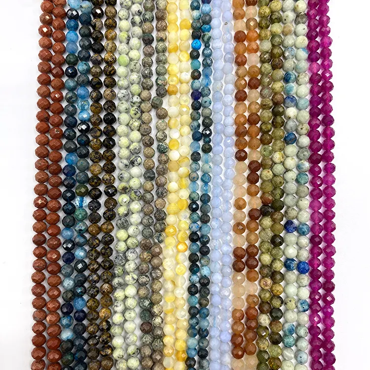 Atacado 4mm Natural Rodada Facetada Beads Jade Shell Pérola Ágata Turquesa Gemstone Solto Beads Para Fazer Jóias