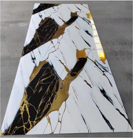 Matériaux de construction, panneau mural intérieur, panneau mural décoratif de couleur marbre brillant, panneau mural UV, revêtement UV, feuille de marbre en PVC