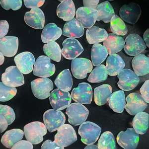 Ópalo Etíope Blanco Natural de 4mm, 6mm, 8mm, Corte Corazón Facetado, Efecto Fuego, Gema Certificada IGI, Creación de Joyas Hechas a Mano en India - Product Image 5