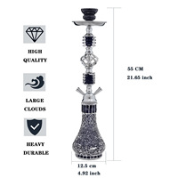 Chichas de qualité supérieure à prix abordable avec 2 tuyaux, en verre mosaïque noire, type Hubble-bubble, Narghile arabe, ensemble complet de chicha, vente en gros