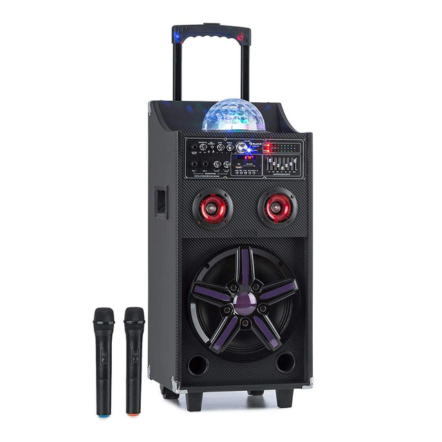 CQA Disco Wooden Box Audio PA System Professional 10" Woofer Speaker 60W with Disco Ball Lights Speakers