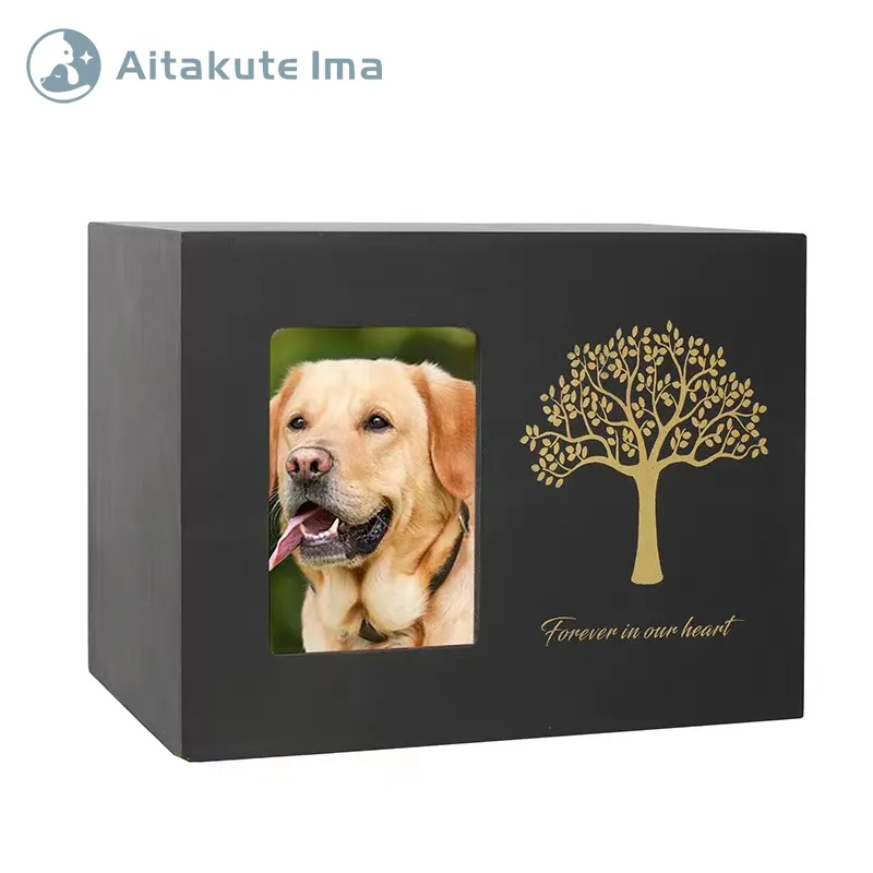 Urna conmemorativa para mascotas para cenizas, caja de memoria para perros y gatos, recuerdo conmemorativo para mascotas, urna de cremación para mascotas con marco de fotos, urna de bambú natural de madera