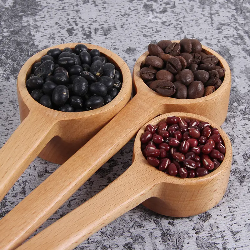 Eco-amigável, madeira, medição de grãos de café concha seladora clipe de madeira