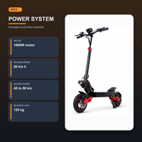 Trottinette électrique pliable 1600W, batterie 48V 18Ah, autonomie 50KM, vitesse 50KMH, pneus tout-terrain 11 pouces, double suspension, entrepôt Europe