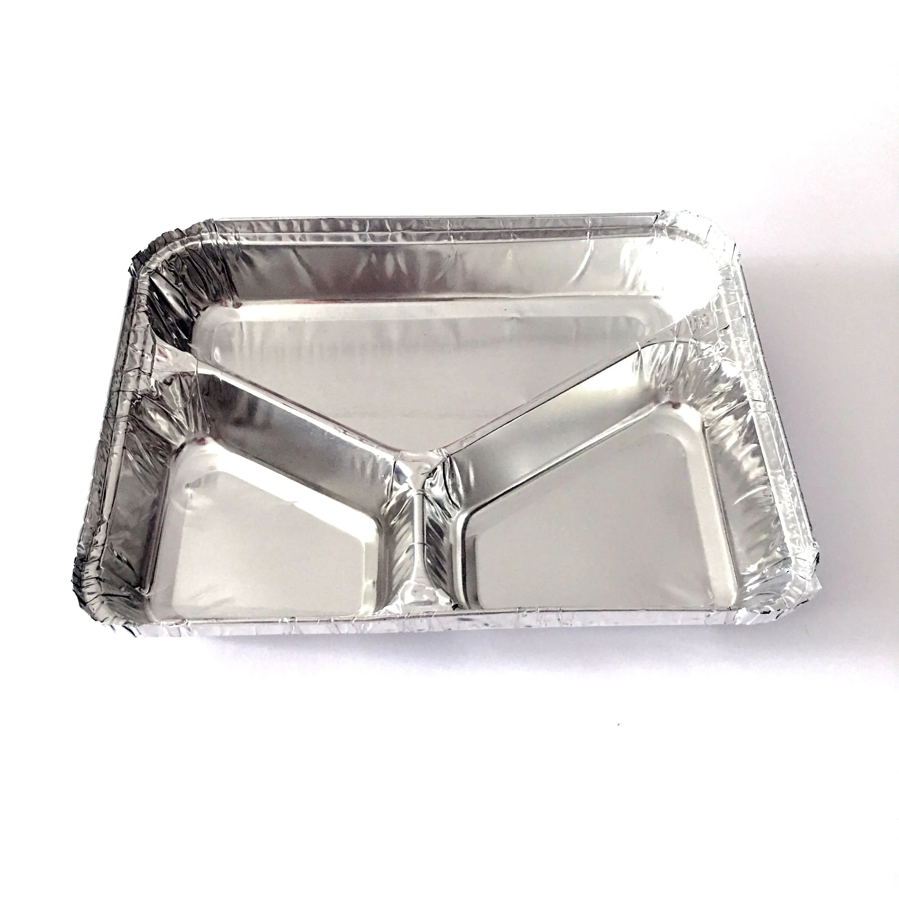Caja de aluminio desechable para llevar comida, contenedores de comida, bandejas, fiambrera, 780ml, 500 Uds./cartón, 3 compartimentos