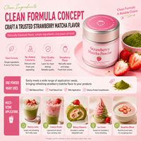 Poudre de Matcha saveur Fraise Yibenef en boîte portable, végétalienne, sans noix, pour boisson prête à l'emploi, marque privée, OEM