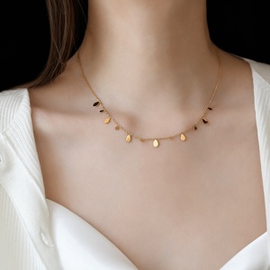 Fashion Stainless Steel Gold Disc Necklace Women Dainty Coin Pendant <b>Chain</b> Jewelry Wholesale - Product Image 3
