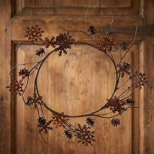 Rustic Metal Christmas Wreath With Snowflake And <b>Pinecone</b> Decorations Handmade Unlit Decorative Flowers Wreaths - Product Image 3