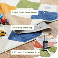Tapis de sol moderne en diamant crème 5x7 lavable pour enfants couverture de sol intérieur antidérapant doux tapis de salon pour chambre d'enfant salle à manger chambre