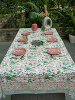 Nappe de table Firdous-e-Khushiyan de luxe, écologique, en coton, style naturel, imprimé floral, pour la décoration de la maison, les mariages, les fêtes de jardin