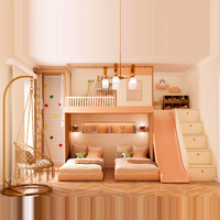 Lit coulissant, lit avec échelle, lit superposé pour enfants, lit pour jeunes, lit cabane moderne simple rose pour filles