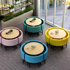 Restaurant Round Dining Tables And Chairs For 4 Seater Fashion Wrought Iron Table Design Cafe Shop Furniture