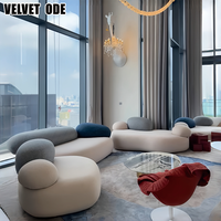 Nouveauté Canapé en tissu de luxe haut de gamme en forme de galet Cadre en bois massif Structure robuste Meubles durables pour villa et appartement