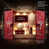 Boîte d'emballage cosmétique de luxe à double porte avec logo personnalisé, éclairage LED, insert en papier, boîtes cadeaux rigides pour ensembles de maquillage