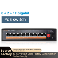 Switch PoE Gigabit 8 + 2 + 1 ports avec Watchdog, extension VLAN250M, boîtier en acier mat, Plug and Play, sans configuration