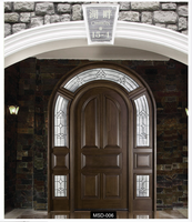 Porte d'entrée de luxe en acajou/noyer massif sculptée à la main, finition teintée sur mesure, panneau de verre double vitrage, porte extérieure