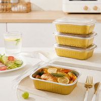 Plat de service rectangulaire en aluminium avec couvercle en PP pour potluck de quartier, plat à gratin partageable pour pâtes et pain de viande