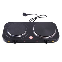 Mini Plaque Chauffante Électrique Double, Réchaud de Cuisson Domestique, Cuisinière à Lait avec Thermostat, Plaque de Voyage 2000W