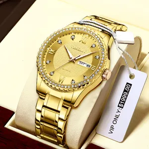 Высококачественные кварцевые часы, Прямая продажа с фабрики, мужские золотые наручные часы с логотипом на заказ, бриллиантовые часы, быстрая доставка