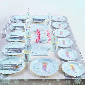 美人鱼公主儿童生日主题派对用品纸盘餐具派对装饰