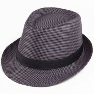 Sombrero Fedora Trilby de algodón con rayas y cuadros ingleses para hombre, color gris claro, talla L/XL, 58 cm - Product Image 4