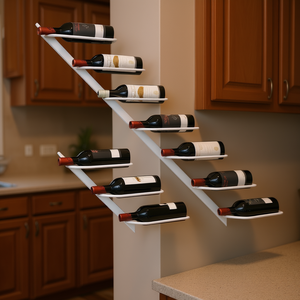 Porte-vin mural en métal blanc pour 7 bouteilles, 2 pièces, design moderne, meubles de maison - Product Image 2