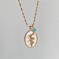 Collier ras du cou en acier inoxydable plaqué or 18K pour femme, pendentif à fleur et pierre de naissance imperméable, nouvelle tendance 2023