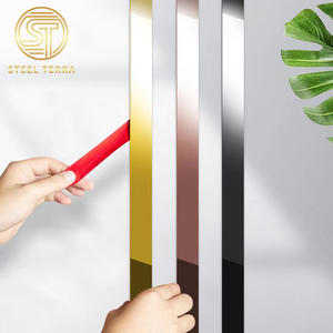 Hiện đại tự dính thép không gỉ phẳng trang trí Strips CE chứng nhận nền tường khung trần viền Rose mouldings - Product Image 4