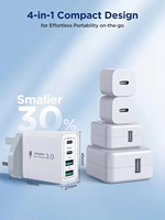 XOWO 40W PD Carga rápida 2 USB + 2 puertos tipo C Material ABS duradero Cargador de pared ecológico para teléfonos móviles