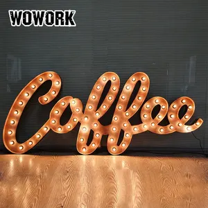 2024 WOWORK exterior logotipo personalizado vintage cine marquesina letras venta para tienda