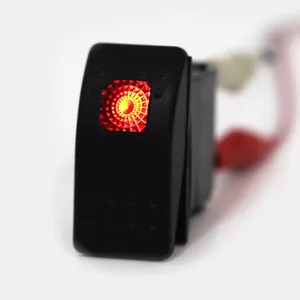 Plastic Universal Red LED Lighted 5 Pin Momentary Toggle Rocker ON-Off Switch Button 20A/12V 10A/24V Waterproof For Car