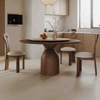 Table de salle à manger ronde moderne en noyer et pierre frittée, style champignon, en bois massif, pour restaurant et maison