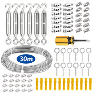 Cable de acero inoxidable con kit tensor de bloqueo para suspensión de iluminación de jardín - Product Image 3