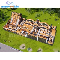 Complexe de parc d'attractions gonflable à vendre, comprend un parc de trampolines gonflable, des structures de jeux et des zones de rebond