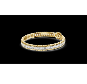 <b>Rose</b> <b>Gold</b> Baguette Cut Diamond Tennis Bracelet Sterling Silver Classic Elegant Luxury Fine Jewelry Party Gift for Women - Product Image 5