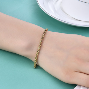 Pulsera de Cadena Trenzada de Acero Inoxidable 304 de 3 mm, Dorada, Ajustable, Unisex - Product Image 1