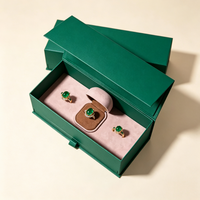 Coffret de rangement haut de gamme en lin vert pour bijoux, avec doublure en satin, pour colliers et bracelets