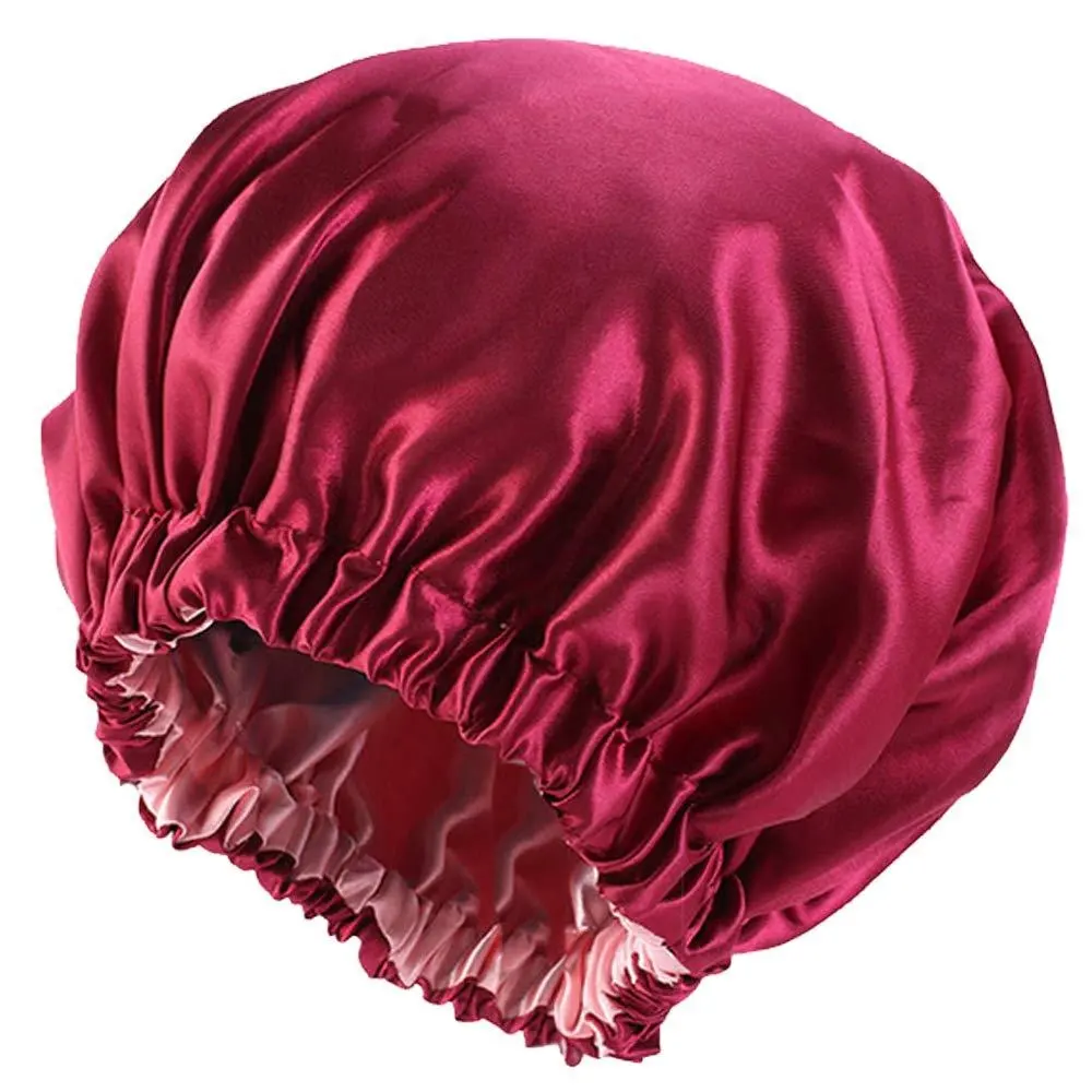 Extra großer Durchmesser 33 cm Royal Satin Seide Schlafmütze Kappe Haar Satin Schlafmützen für Frauen