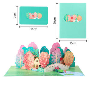 Tarjeta 3D Pop-up de Papel con Diseño de Bosque de Árboles Verdes de Verano, Corte Láser, Impresión UV, Laminado Mate, DIY para Tarjetas de Regalo, Disponible en Stock - Product Image 6