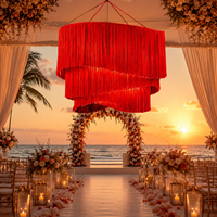 Décoration de plafond suspendue pour mariage en macramé avec fleurs artificielles, installation de lustre floral bohème pour toile de fond de réception, sur mesure