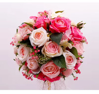 Boule de fleurs artificielle Rose Kissing Ball avec pompon, centre de table pour mariage, allée, réception, décoration d'événements