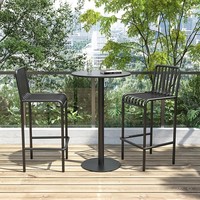 Table et chaises de bar en fer Celebrum au design moderne pour l'extérieur avec tabouret de bar sur balcon pour Internet