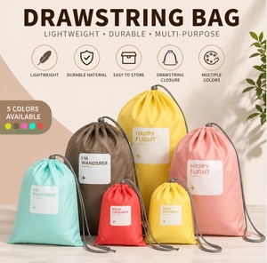 wholesale custom lightweight <b>drawstring</b> <b>bag</b> durable travel packing pouch multipurpose shoe sack bulk promotional giveaway - Product Image 1