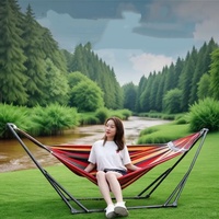 Hamaca Metálica Plegable Moderna para Exteriores GQK para Adultos, Soporte de Suspensión, Capacidad de 200 kg, Antivuelco Lateral, para Acampar y Hacer Picnic, para 1-2 Personas