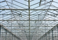 Serre commerciale multi-chapelles Venlo en verre pour l'horticulture, avec structure métallique en aluminium et isolation hivernale pour légumes
