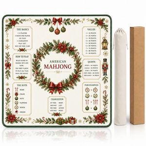 Luxury Forest Green Holiday Wreath Mahjong Table Mat Noise Reduction Neoprene Game Play Mat with Travel Bag for Christmas Gifts - Product Image 2